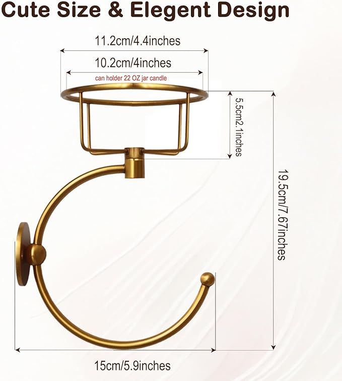 100% Solid Brass Hand Towel Holder for Bathroom Wall – Towel Ring with Candle Holder – Vintage Wall Candle Sconce Bathroom Decor – Antique Brass Towel Holder