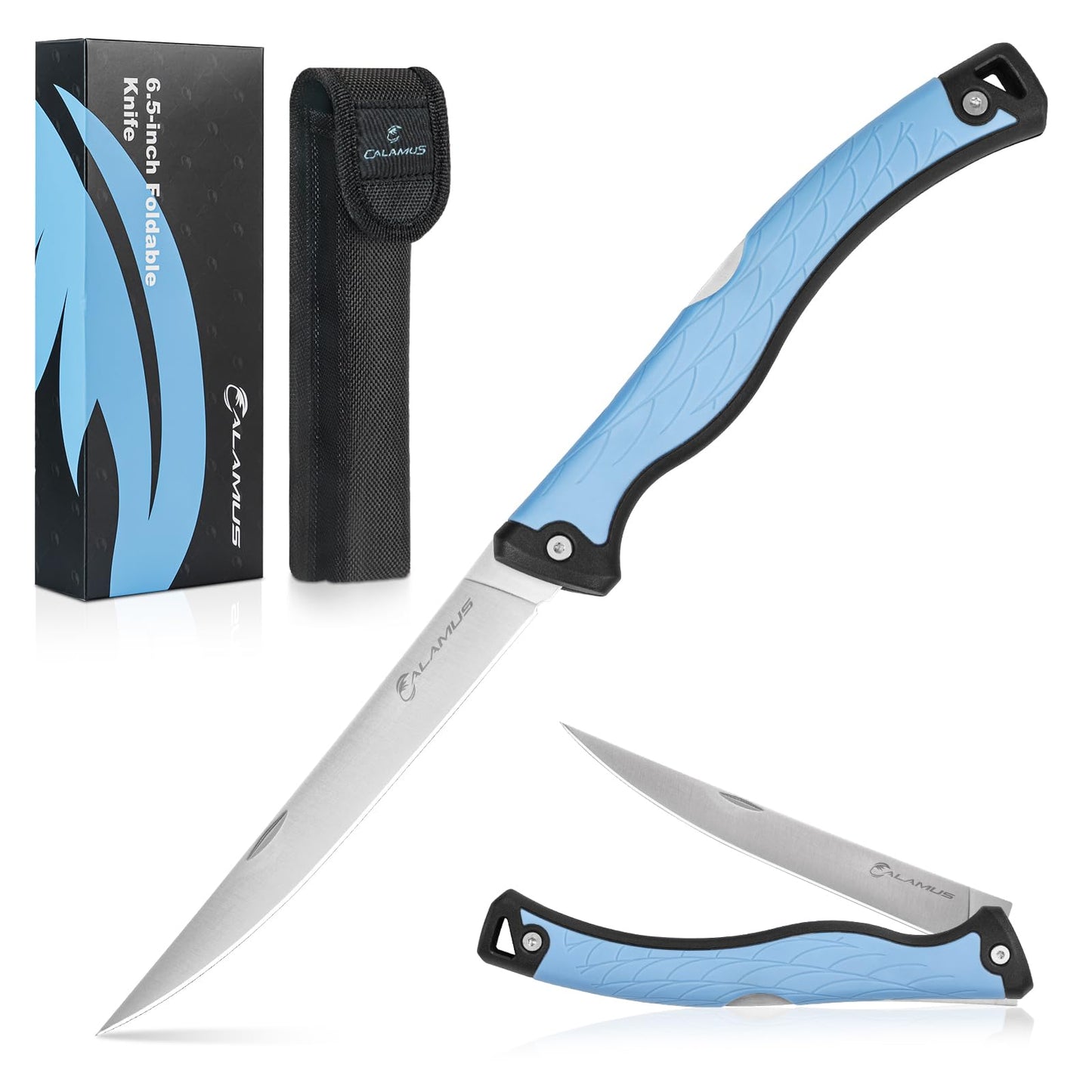Calamus Swift 6.5" Folding Fillet Knife, 13.5" Overall, Fish Gift for Men