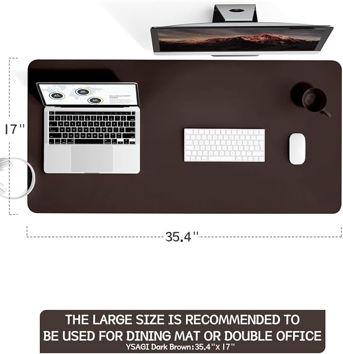 YSAGi Non-Slip Leather Desk Pad L Size, Waterproof Laptop Computer Desk