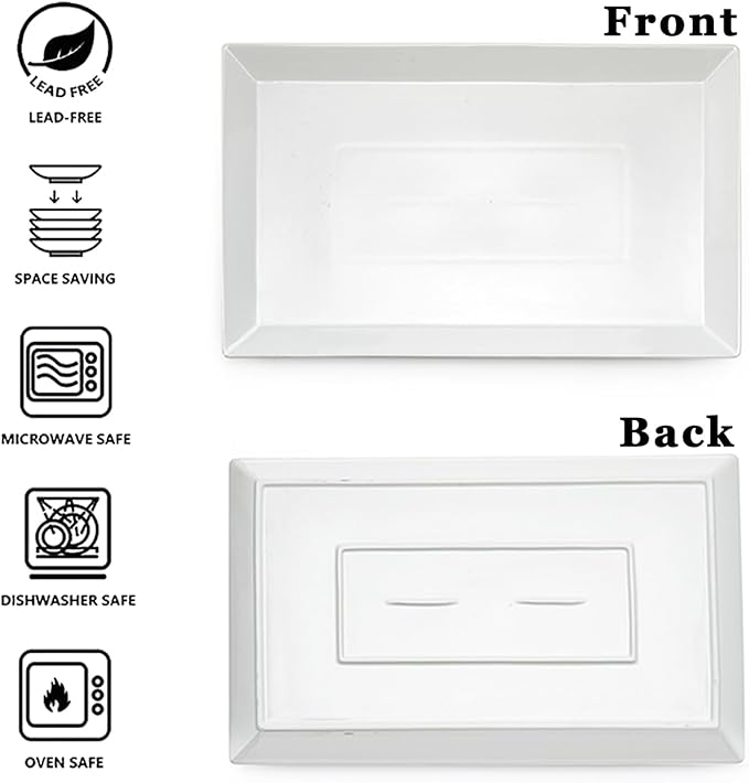 MIECOO Large Serving Platter, 18.5" x 11.5" White Porcelain Serving Tray
