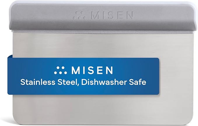 Misen Stainless Steel Bench Scraper - Versatile Food Scraper with Blue Handle - Ideal for Kitchen, Pastry & Dough - Durable Cutting Board Scraper Tool for Effortless Transfer into Pots & Pans - Blue