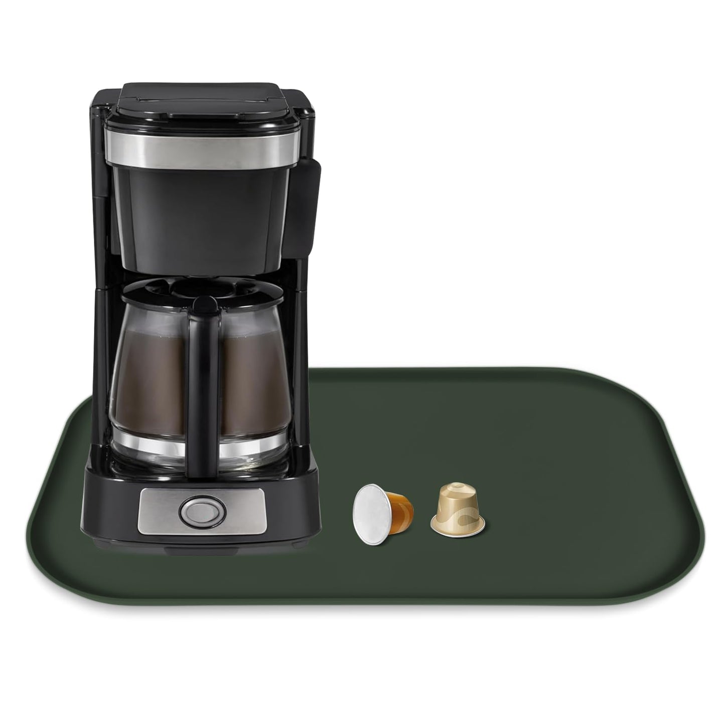 Silicone Coffee Maker Mat with Lip for Countertops, 24'' x 16'', Grey
