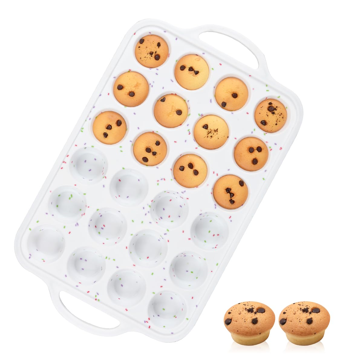 CAKETIME Silicone Muffin Pans for Baking, Metal Reinforced Frame Jumbo 6 Cups & Mini 24 Cups Cupcake Pan Nonstick Muffin Pan for Homemade Baking Easy to Handle