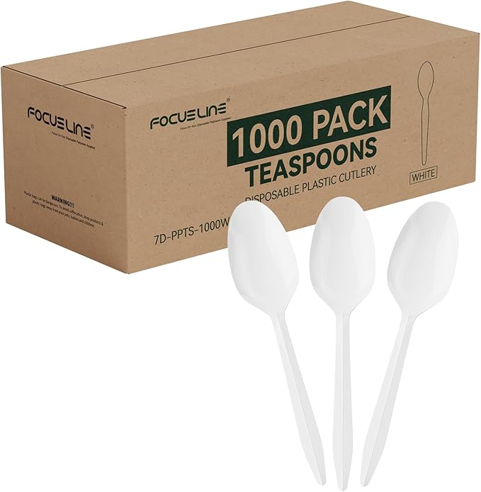 FOCUSLINE 1000 Count White Plastic Sporks, Disposable Sporks Bulk, Heat Resistant Disposable for Take out Restaurants, Family Gatherings, Outdoor Activities