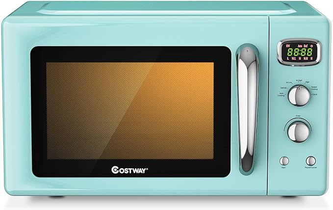 COSTWAY Microwave Countertop, 0.9 Cu.ft Small Retro Microwave for RV, Dorm