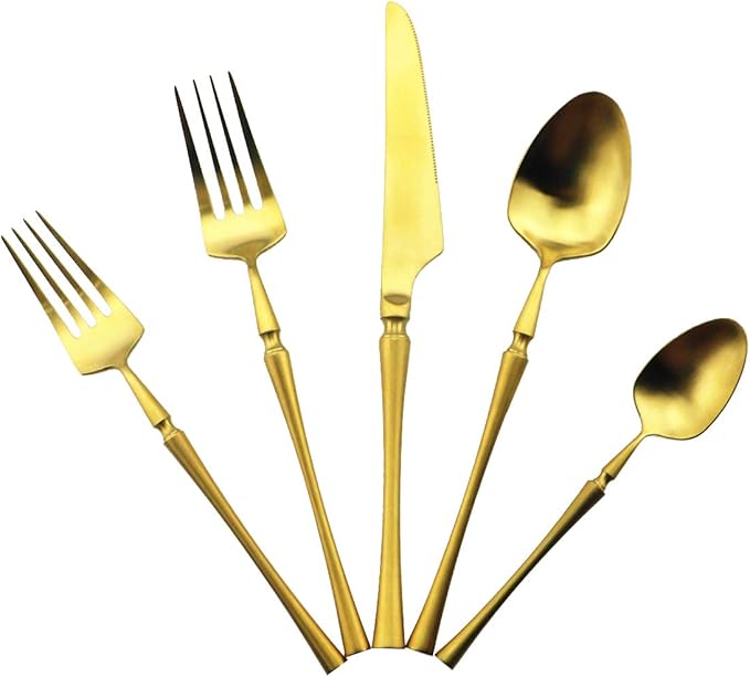 Gugrida Unique & Beautiful Flatware Set - 5 Piece Iridescent Silverware Sets | 18/10 Stainless Steel Reusable Cutlery Set | Utensils Service For 1 with Dessert Fork, Knife, Spoon, Dinner Fork