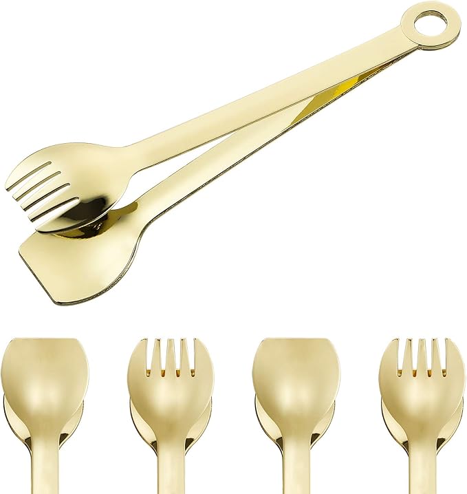 MSY BIGSUNNY Kitchen Tongs Cooking Tong - Stainless Steel Food Serving Tongs Set of 2(Gold, 9 inch)