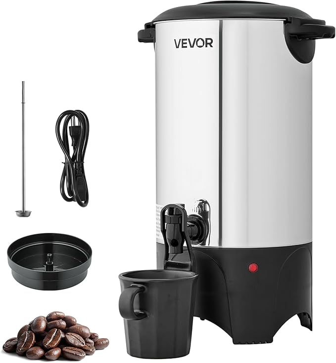 VEVOR Commercial Coffee Urn 60 Cups, 9.5 qt Hot Beverage Dispenser