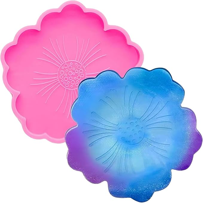 Leaf Coaster Resin Molds Silicone Epoxy Casting Mold for Cup Mat Geode Coaster Agate Resin Mold DIY Unique Coaster Home Decoration(4.72x4.72inch)