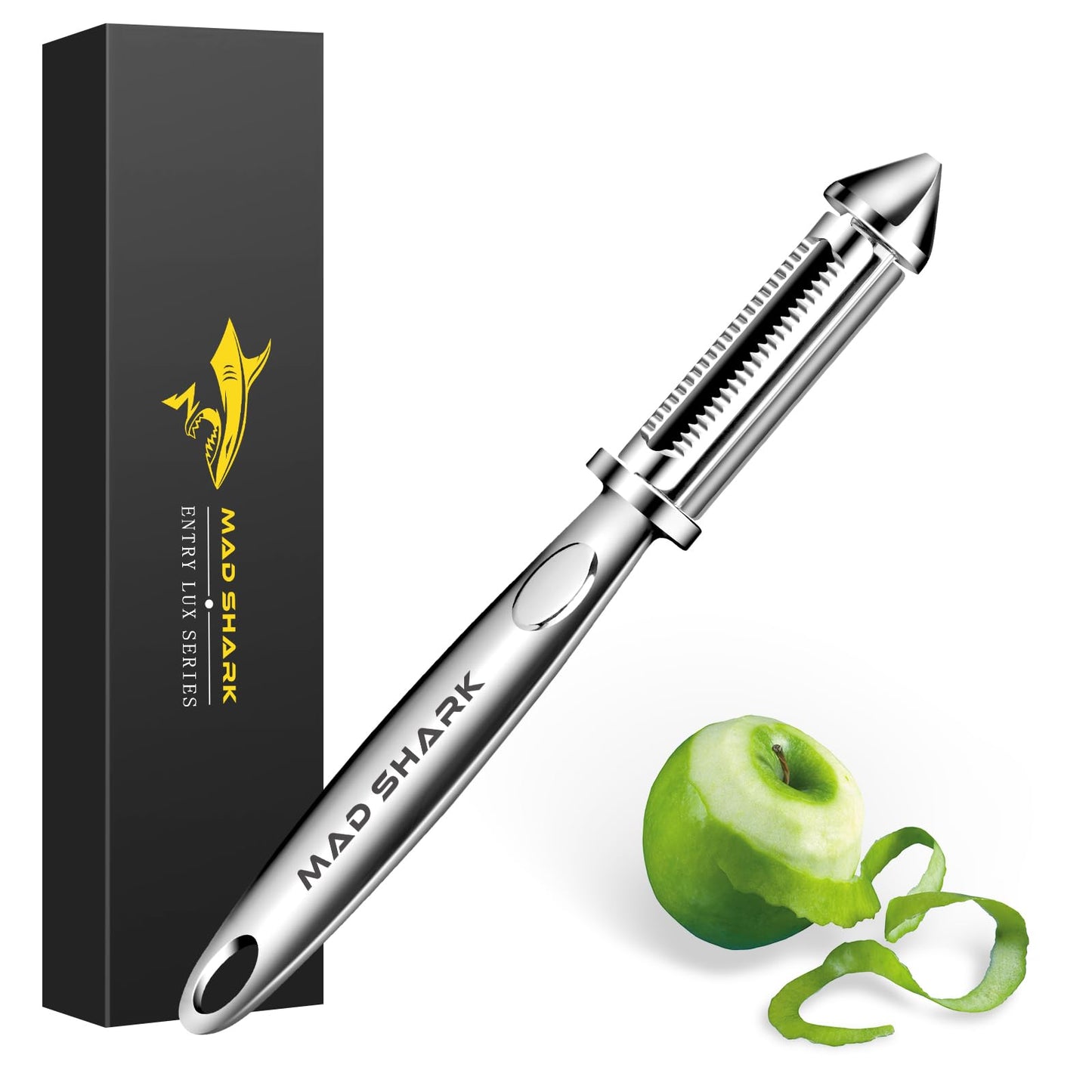 MAD SHARK Ultra Sharp Potato Peeler, Fruit Carrot Veggie Peelers for Kitchen,Vegetable Peeler with Ergonomic Non-Slip Handle (Sliver 4)