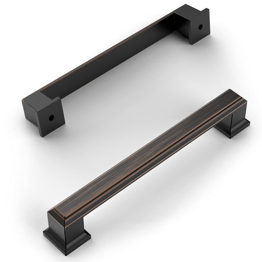 Amerdeco 10 Pack Oil Rubbed Bronze 5 Inch(128mm) Hole Centers Kitchen Cabinet Pulls Cabinet Hardware Kitchen Handles for Cabinets Cupboard Handles Drawer Pulls