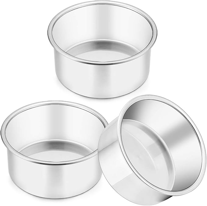TeamFar 6 Inch Cake Pan, Stainless Steel Round Smash Cake Pan Baking Pans