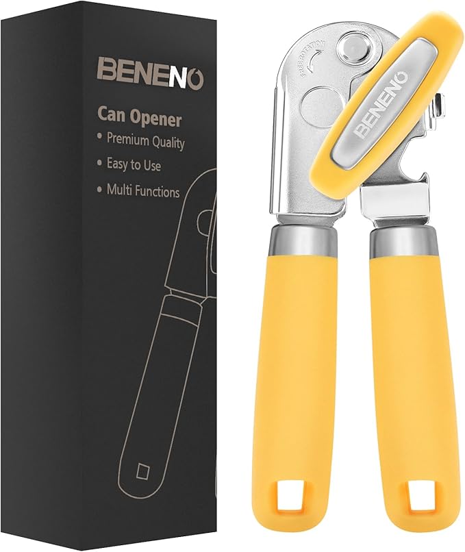 Beneno Heavy Duty Hand Can Opener Manual with Magnet Lid Remover, Green