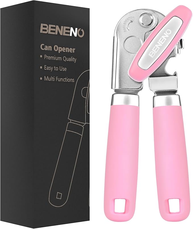 Beneno Heavy Duty Hand Can Opener Manual with Magnet Lid Remover, Green