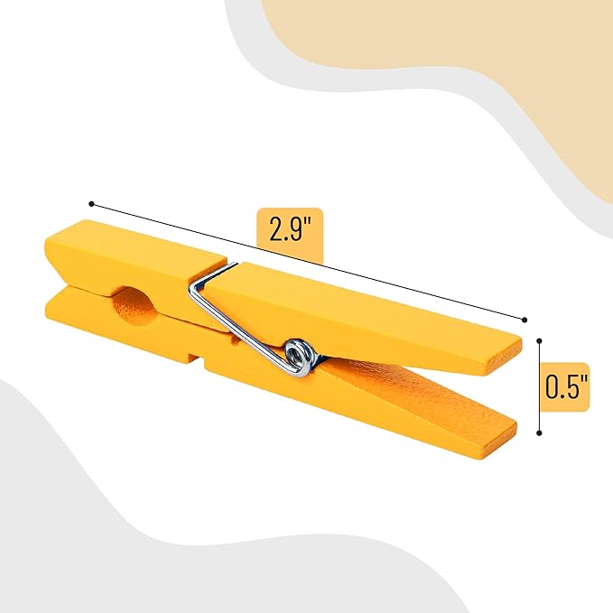 Mr. Pen- Wooden Clothes Pins, Natural Wood, 50 Pack, 2.9 Inch, Yellow, Rust Resistant Clothes Pins for Hanging Clothes, Clothes Pins Wood, Clothing Pins, Clothes Pegs, Clothespins, Wood Clothespin