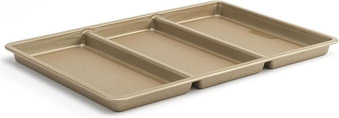 GoodCook 11 x 17-Inch Non-Stick Divided Sheet Pan – 3-in-1 Textured Cooking Pan, Baking Dish, Scratch-Resistant Carbon Steel Oven Pan for Meal Prepping & Dinners