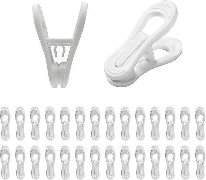 Hanger Clips for Hangers,30 Pcs Multi-Purpose Hanger Clips for Hangers White Finger Clips for Kids Hangers with Clips Plastic Clothes Hangers, Pants Hangers Clips