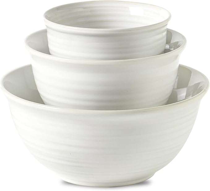 HASENSE Ceramic Mixing Bowls Set, 2.1/1.0/0.5 Qt, Handmade Salad Serving Bowls for Kitchen, Deep Nesting Dishes for Storage and Baking, Microwave Dishwasher Safe
