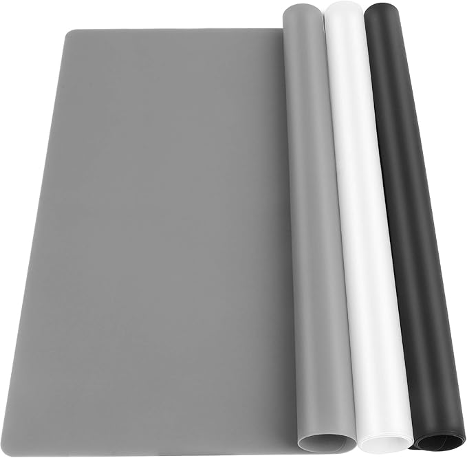 LEOBRO Silicone Mats, 3 PCS Silicone Mats for Crafts, Resin Molds, Play Dough Mat, Nonstick Silicone Sheet Mat for Epoxy Resin, Clay, Craft Supplies, 15.7”x 11.7”
