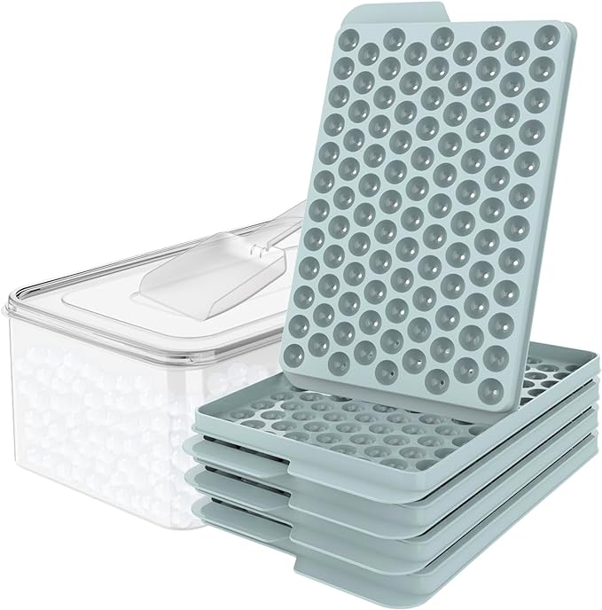 WIBIMEN Mini Ice Cube Trays for Freezer with Lid, 0.55" Pebble Ice