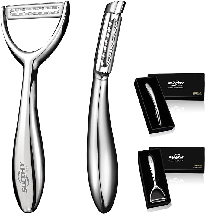 SUCCFLY Stainless Steel Vegetable Peeler Set, Premium Veggie Fruit Peeler