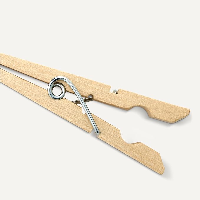 Amazon Basics Wood Clothespins with Spring, Pack of 100