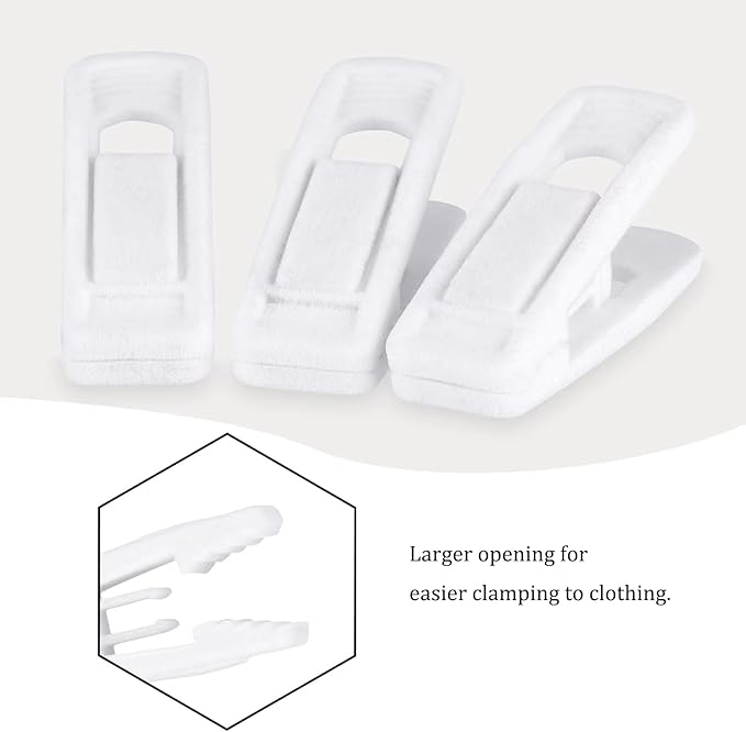 Tinfol White Velvet Hanger Clips 50Pack, Strong Flocked Finger Clips, Large Opening Pants Clip, Clothes Pin for Thin Suit Skirt Pant Clothes Hangers