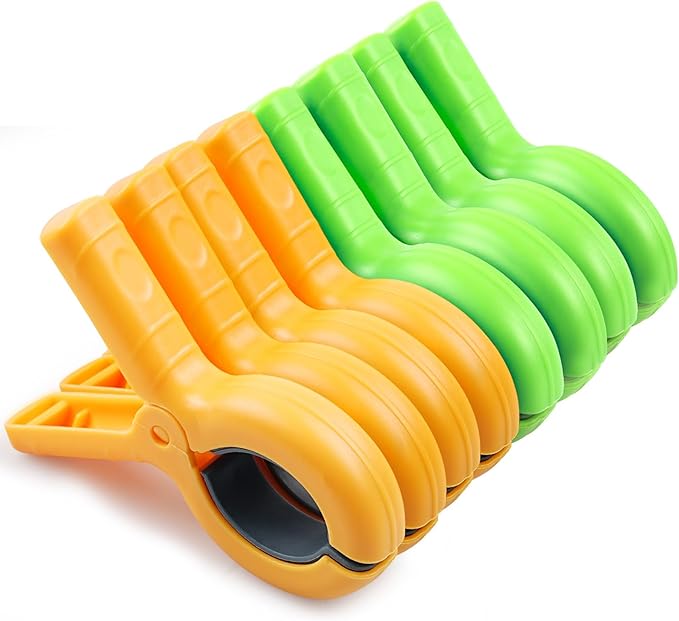 8 Pcs Beach Towel Clips for Beach Chairs, Towel Holder for Beach Chair Pool Chair on Cruise, Jumbo Size Heavy Duty Clothes Pins, Beach Chair Clips to Keep Your Towel from Blowing Away (Green, Orange)