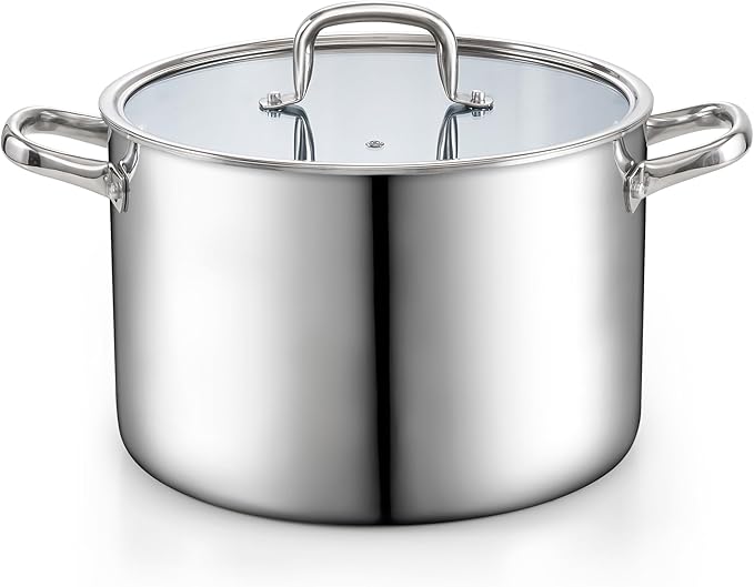 Cook N Home 12 Quart Tri-Ply Clad Stainless Steel Stockpot with Lid