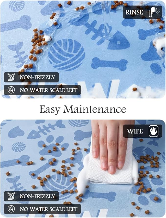 Pet Feeding Mat-Absorbent Dog Mat for Food and Water Bowl-No Stains Quick Dry Dog Water Dispenser Mat