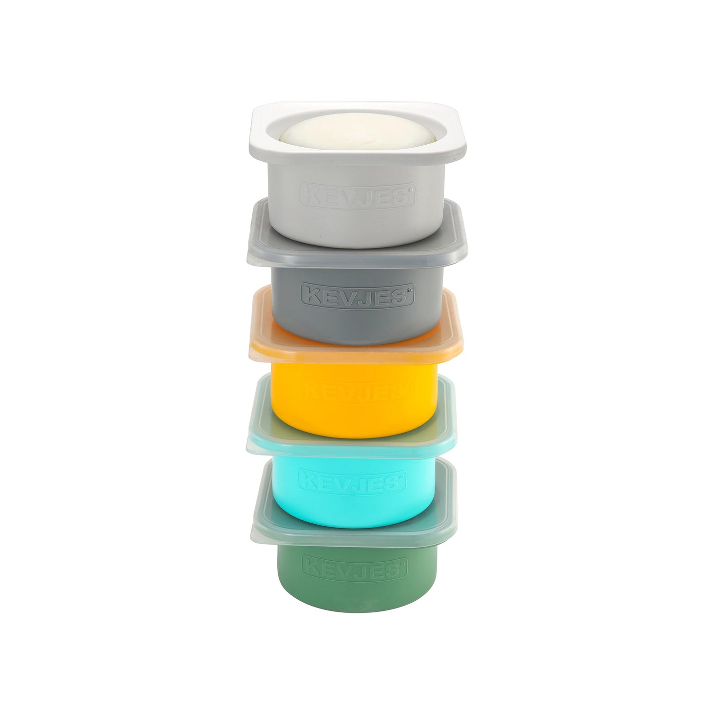 KEVJES Stackable Silicone Artisan Pizza Dough Proofing Containers with Lids (2 Yellow+2 Space Gray)