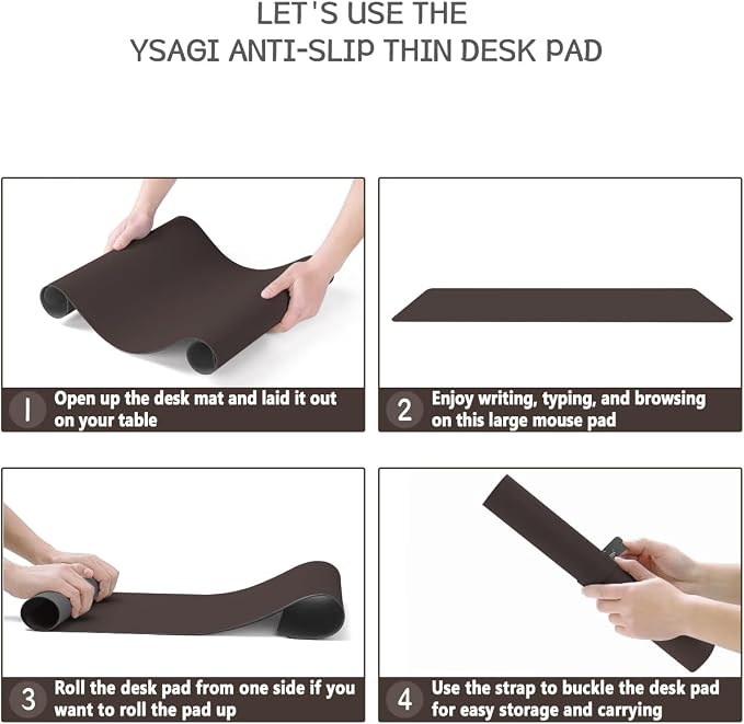 YSAGi Non-Slip Leather Desk Pad L Size, Waterproof Laptop Computer Desk