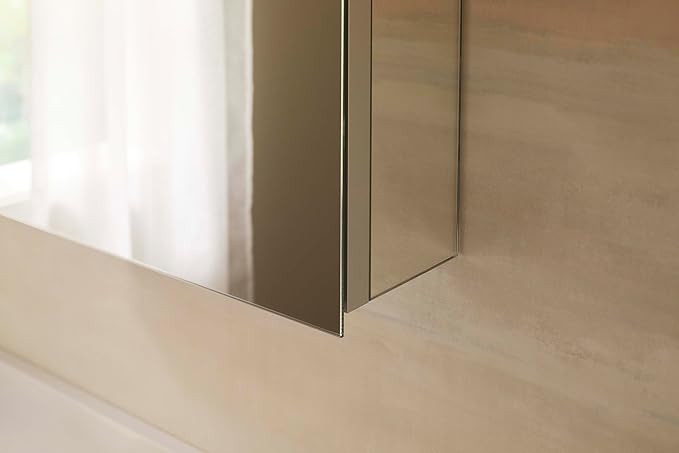 Kohler 55065-NA Embark Slim Two-Door Medicine Cabinet Mirror, Adjustable Shelves with Mirrored Doors, 35 in. W x 26 in. H