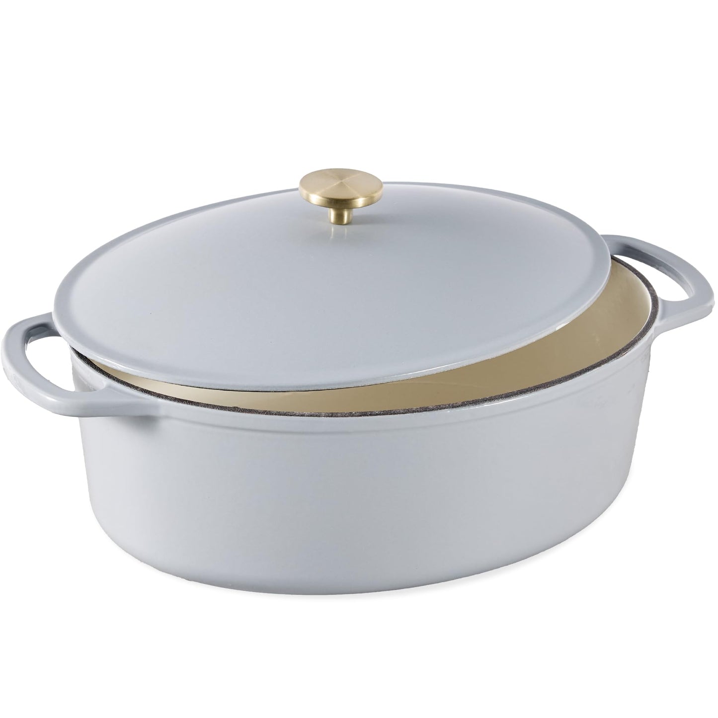Best Choice Products Oval 7.5 Quart Enamel Cast-Iron Dutch Oven, Heavy-Duty Pre-Seasoned for Baking, Cooking w/Side Handles – Black Licorice