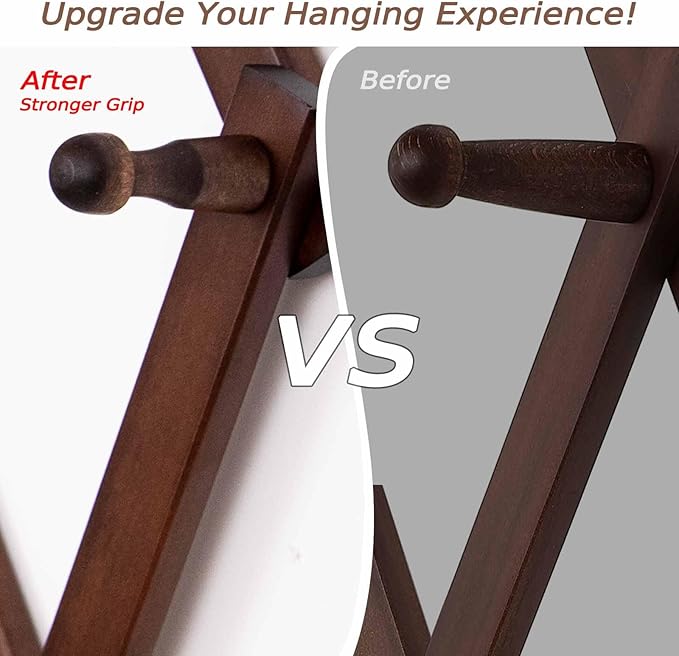 Accordion Wall Hanger with 20 Hooks, Expandable Wall Hat Display Rack, Wooden Wall Hook for Coat, Hats, Baseball Caps, Coffee Mug, Jewelry(Brown)