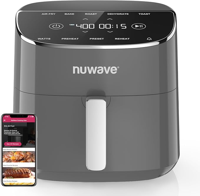 Nuwave Brio Plus Air Fryer 8 Qt, New & Improved, PFAS-Free Ceramic Coating