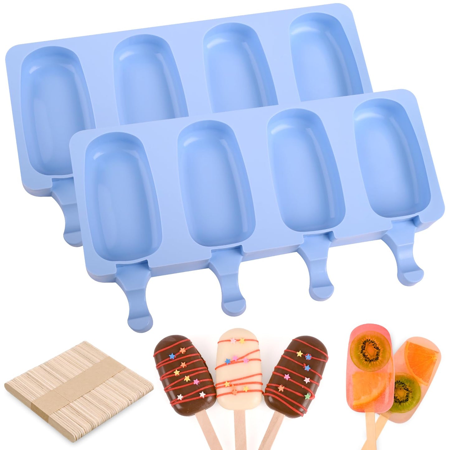 WMKGG Popsicle Silicone Molds Set, 2 PCS Ice Cream Molds