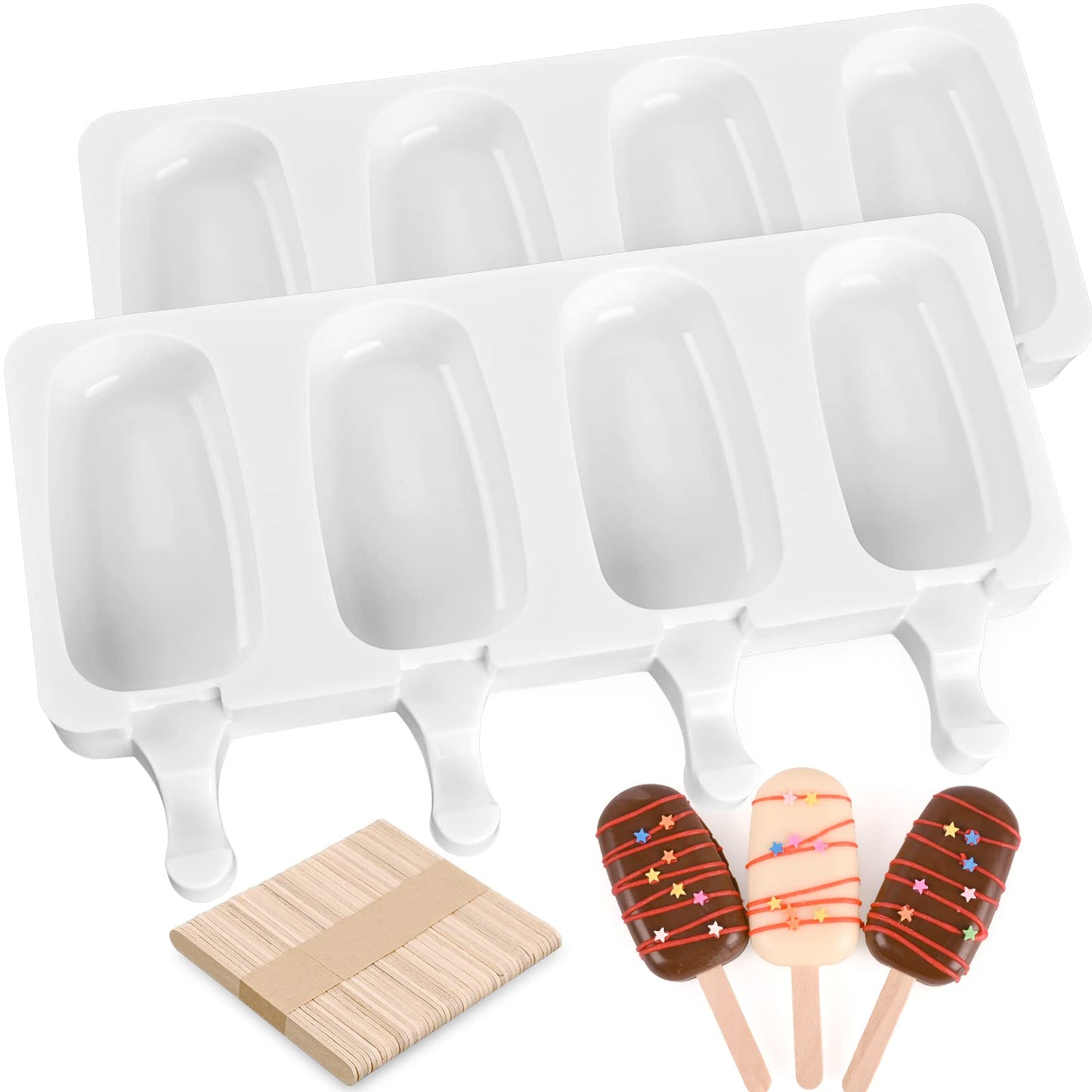 WMKGG Popsicle Silicone Molds Set, 2 PCS Ice Cream Molds