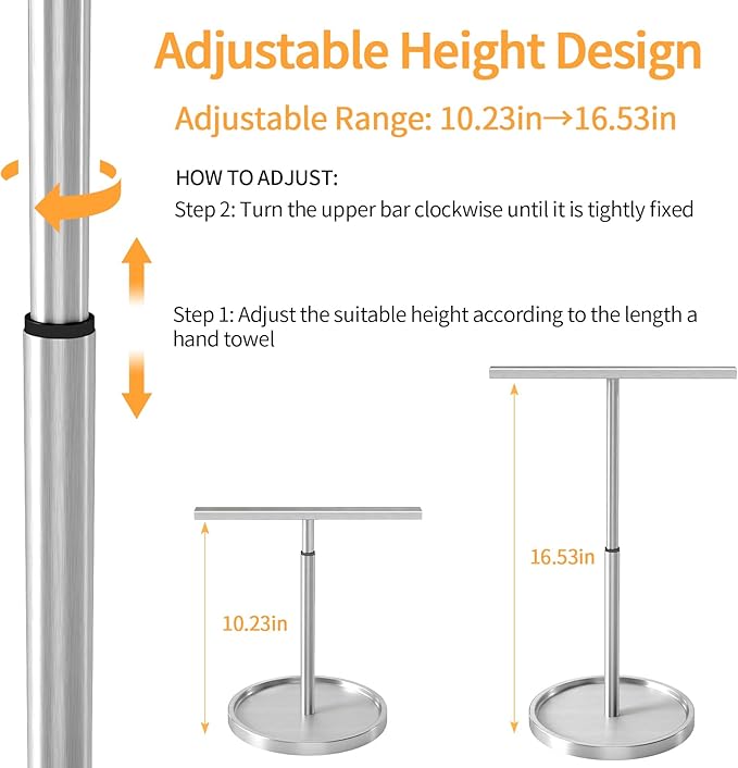 Hand Towel Holder Stand, T-Shape Countertop Hand Towel Stand for Bathroom Kitchen, Adjustable Hand Towel Holder, Gold