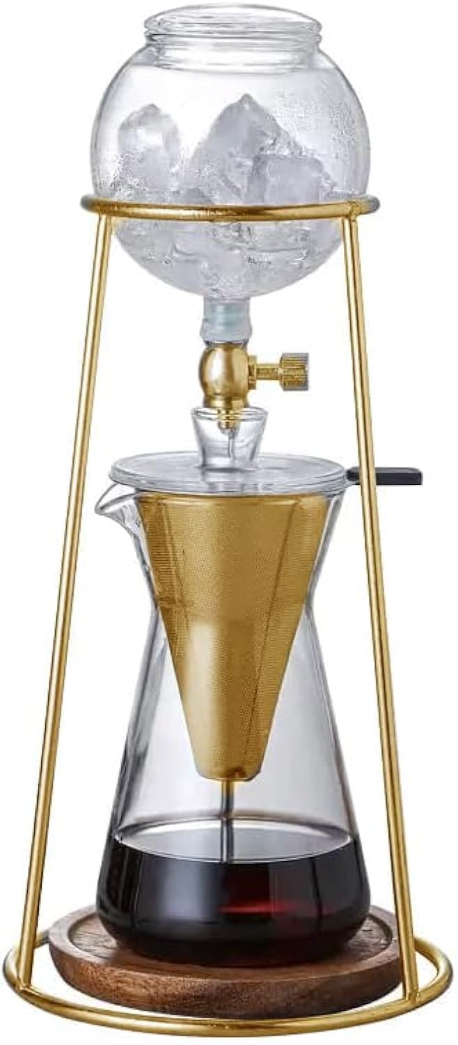 Nispira Luxury Ice Cold Brew Dripper Coffee Maker in Stainless Steel and Borosilicate Glass, 1000 ml Silver
