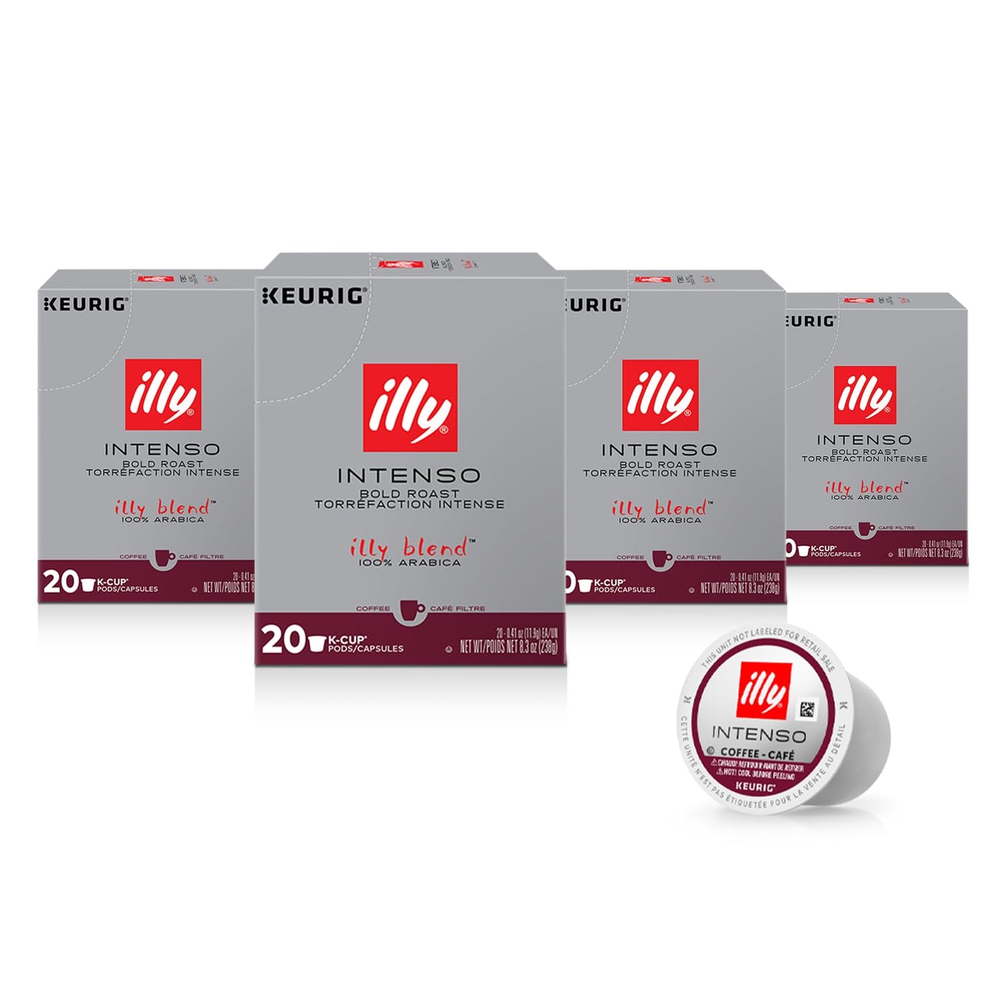 illy Coffee K Cup Pods, Intenso Dark Roast, 20 Count, 1 Pack
