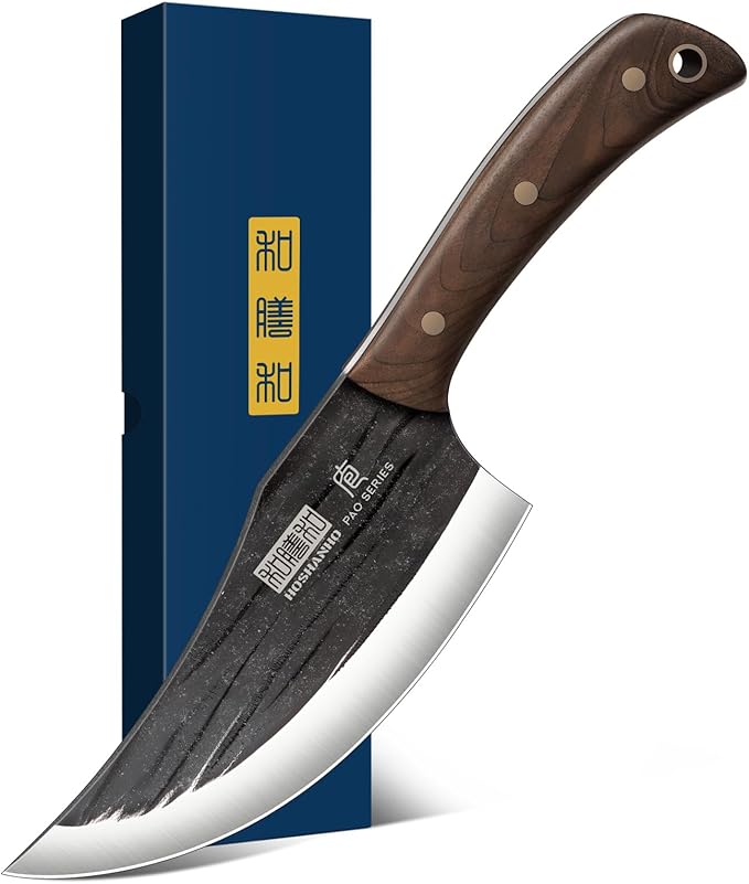 HOSHANHO 6" Viking Knife, High Carbon Steel Butcher Kitchen Chef Knife