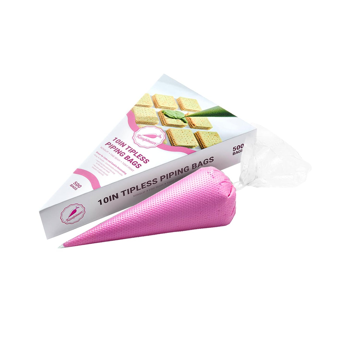 Keenpioneer Tipless Piping Bags 14" Pastry Bags Flat Pack of 100