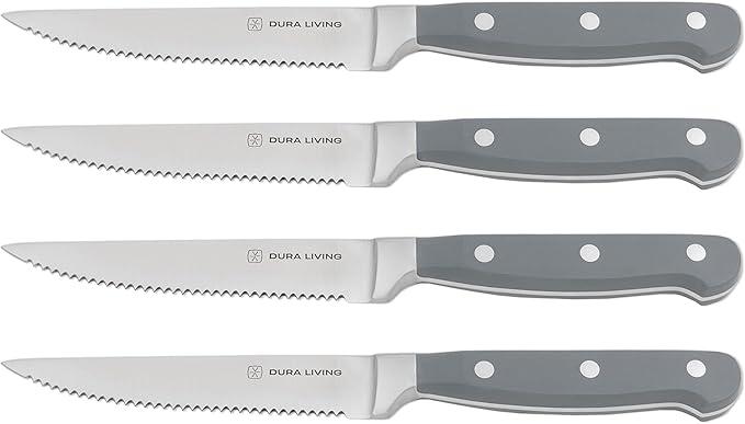 DURA LIVING 7-Inch Santoku Knife - Razor-Sharp High-Carbon Stainless Steel Blade, Forged Ergonomic Riveted Handle, Chef Knife for Chopping, Slicing & Dicing, Multipurpose Kitchen Knife, Home Chef
