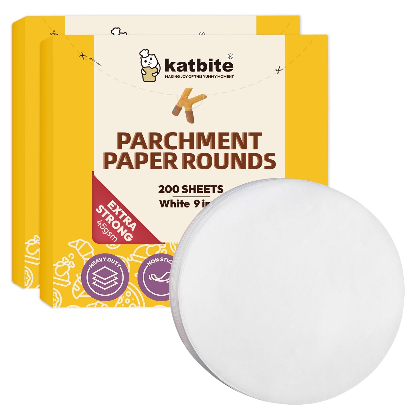 Katbite Unbleached Parchment Paper Rounds, Heavy Duty, White, 8 Inch 400Pcs