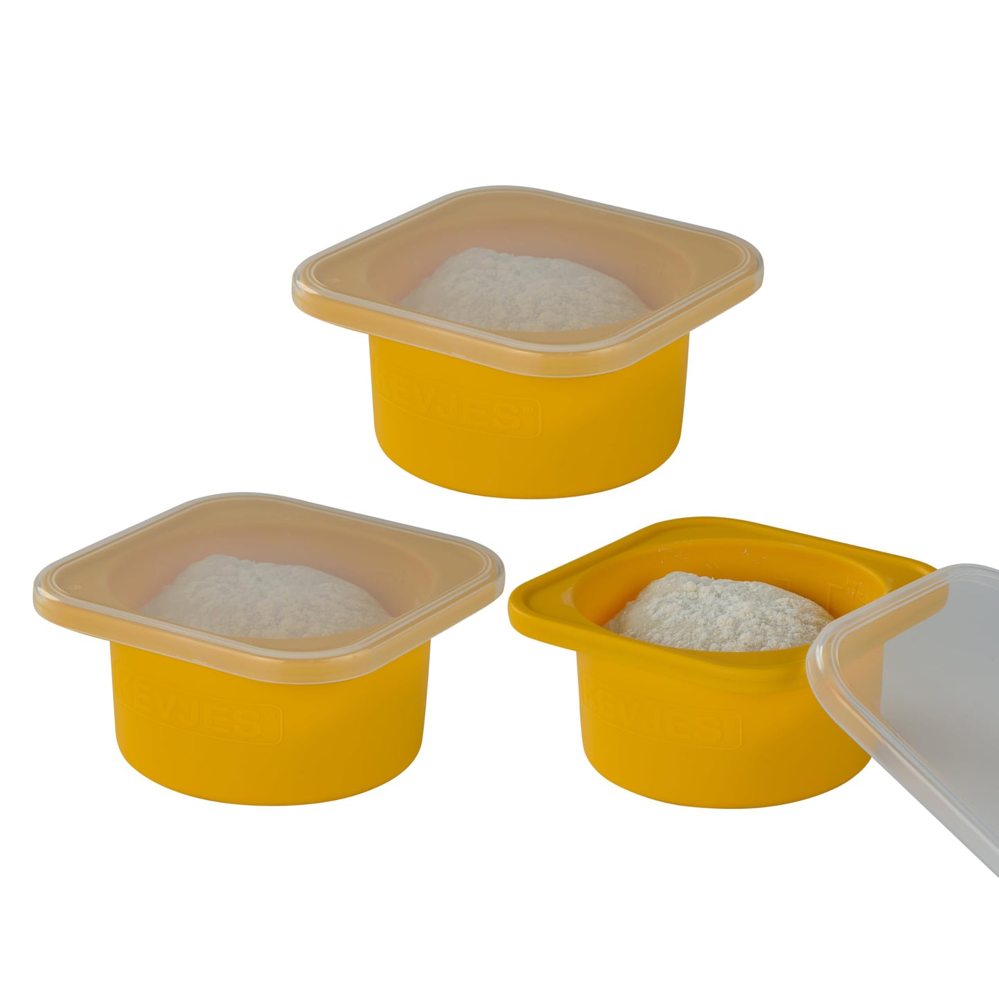 KEVJES Stackable Silicone Artisan Pizza Dough Proofing Containers with Lids (2 Yellow+2 Space Gray)