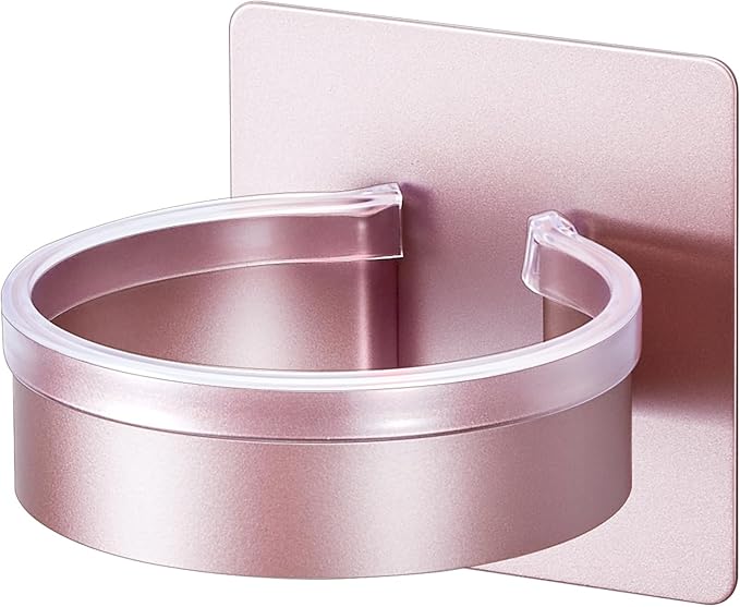 Hair Dryer Holder Wall Mounted, Blow Dryer Holder, Hair Tool Organizer for Hair Dryer Storage Hanger, Adhesive Hairdryer Holder for Bathroom Barber Shop (Rose Gold)
