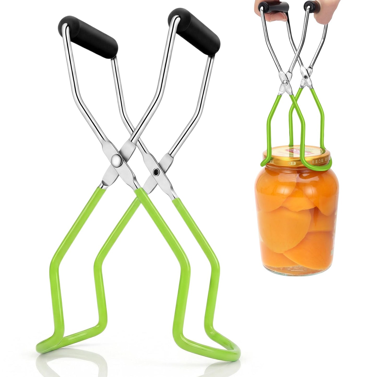 Canning Jar Lifter Tongs, Stainless Steel Jar Lifter with Rubber Grips, Canning Tools, Canning Supplies for Home Kitchen, Darkgreen