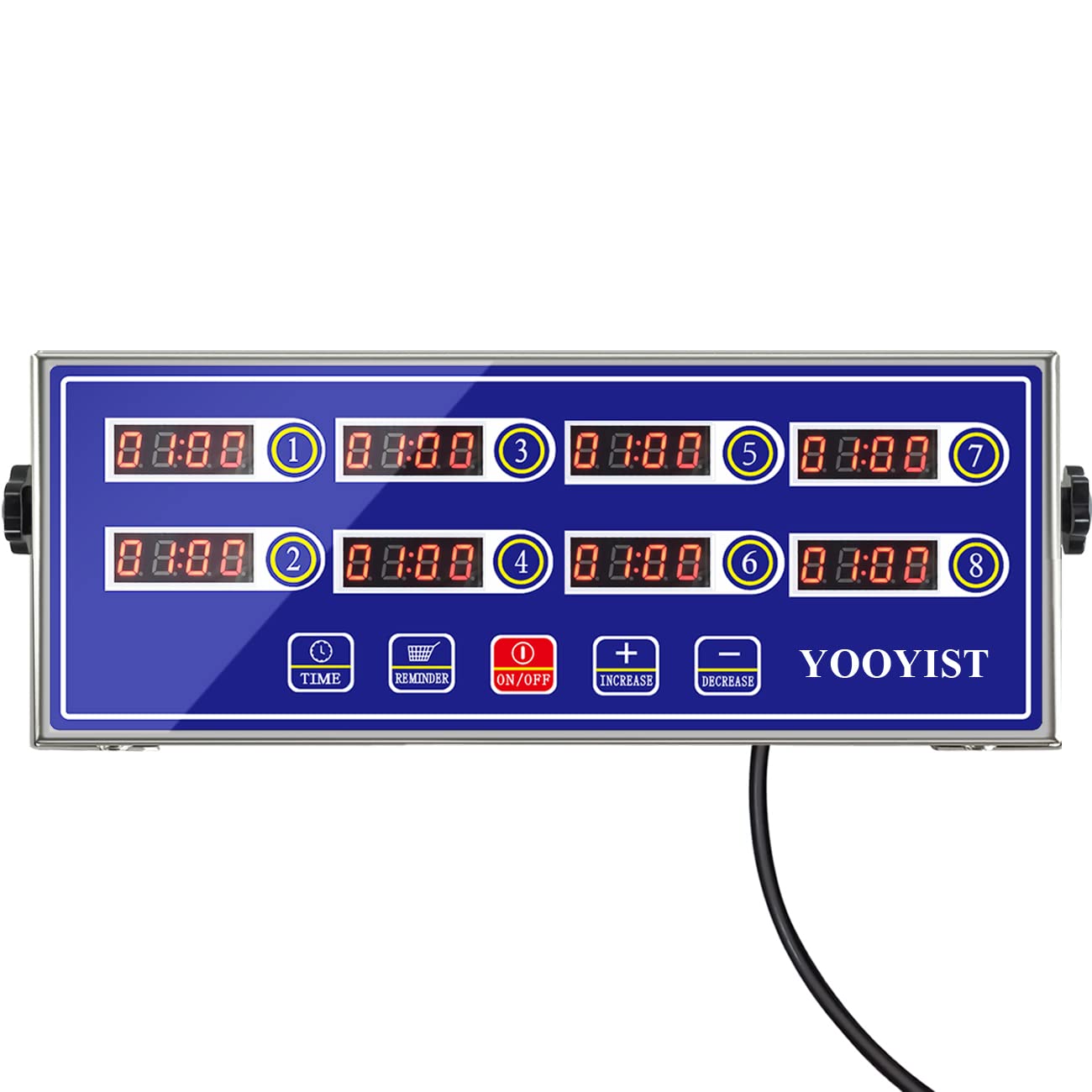 YOOYIST Precision Kitchen Timers for Cooking – 8 Channel Commercial Kitchen Timer Restaurant Kitchen Supplies – Stainless Steel Digital LED Chef Cooking Timer – Reminder Function, Loud Alarm, Black