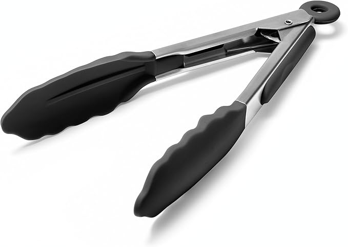Doosu Kitchen Tongs with Silicone Tips for Cooking Serving (16in, Aqua Sky)